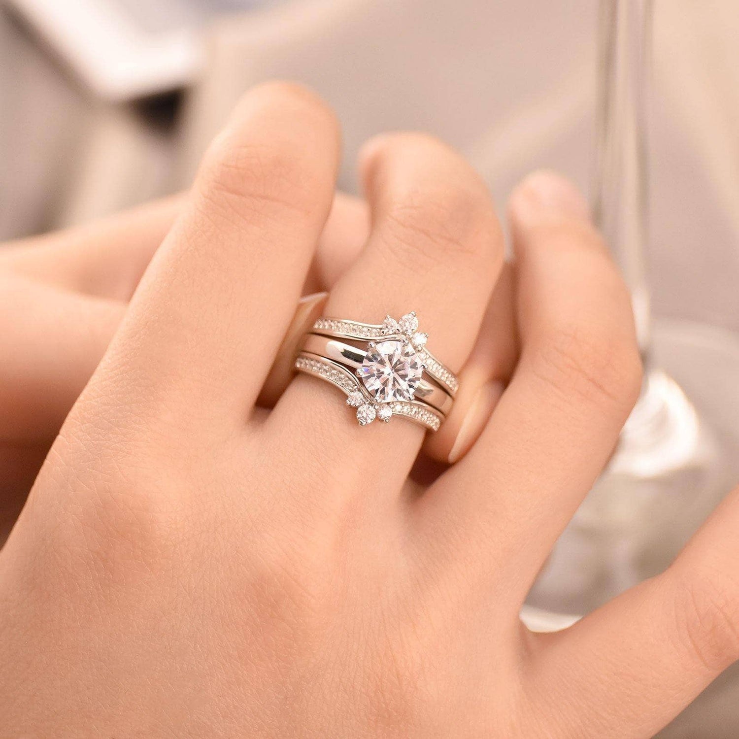 Women's Black Zircon Bridal Ring Set | Wedding Rings for Women | Wedding  rings for women, Bridal ring set, Elegant engagement rings